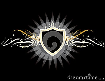 White yellow shield Vector Illustration