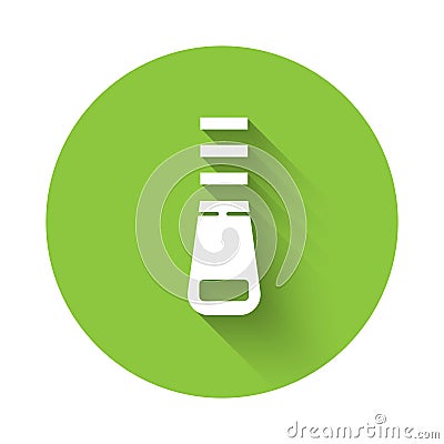 White Zipper icon isolated with long shadow. Green circle button. Vector Illustration Vector Illustration