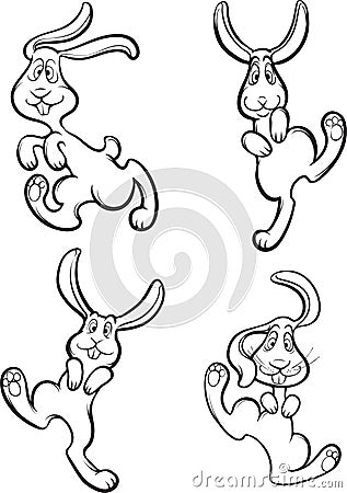 Whiteboard drawing - funny rabbits Vector Illustration