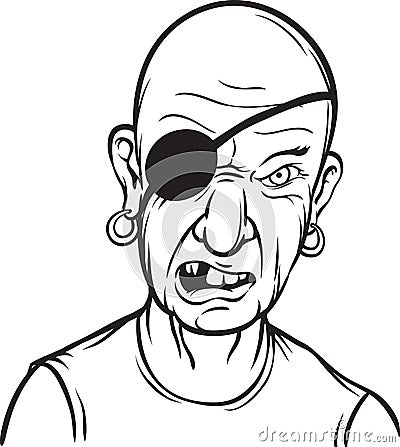 Whiteboard drawing - portrait of furious pirate Vector Illustration