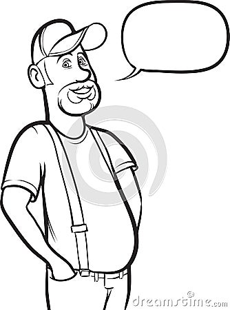 Whiteboard drawing - standing smiling farmer Vector Illustration