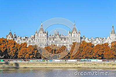 Whitehall Court seen from South Bank of London Stock Photo