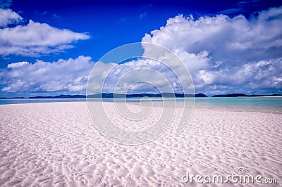 Whitehaven beach panorama at Whitsunday Island Stock Photo