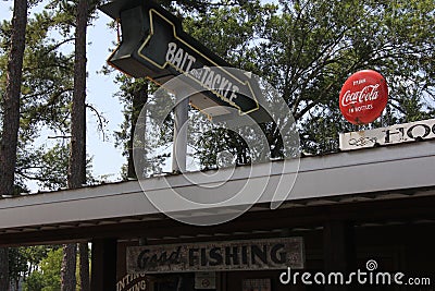 Whitehouse, TX - June 22, 2023: Bait Shop at the Boulders on Lake Tyler in Whitehouse TX Editorial Stock Photo