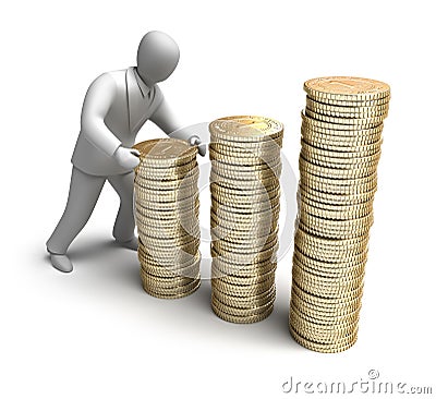 Whiteman make money graph Stock Photo