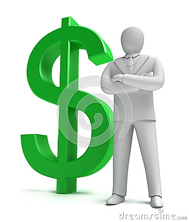 Whiteman and money sign Stock Photo