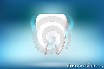 A Whitening tooth character illustration on blue background. Cartoon Illustration