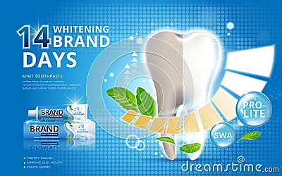 Whitening toothpaste ads Vector Illustration