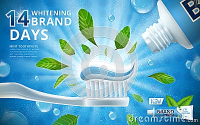 Whitening toothpaste ads Vector Illustration