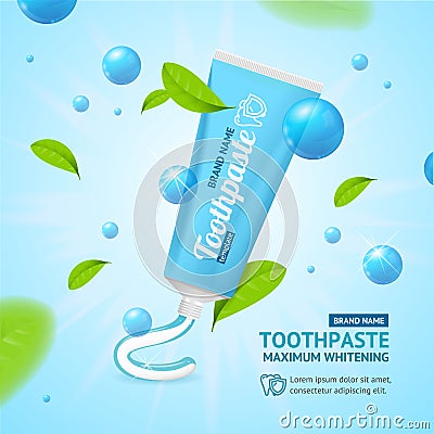 Whitening Toothpaste Promotion Concept Card. Vector Vector Illustration