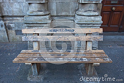For whites only - a bench in Capetown Stock Photo
