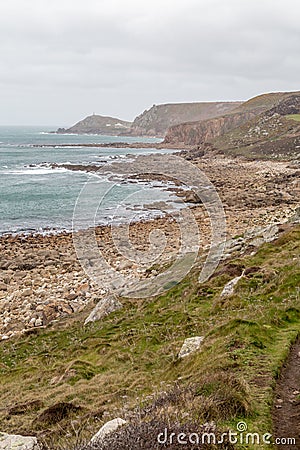 Whitesand bay in cornwall england UK Stock Photo