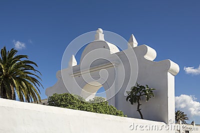 Whitewashed archway Lanzarote Teguise Canary Islands Stock Photo