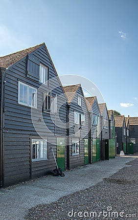Whitstable Fishman`s Huts Editorial Stock Photo