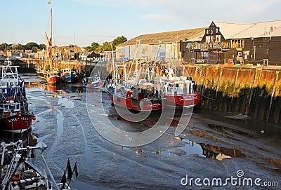 Whitstable Harbour & Fishing Boats, Kent, England Editorial Stock Photo