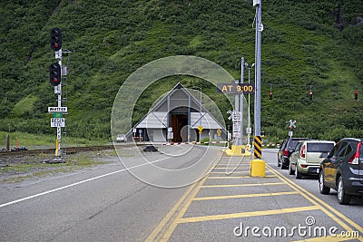 Whittier Tunnel entrance Editorial Stock Photo