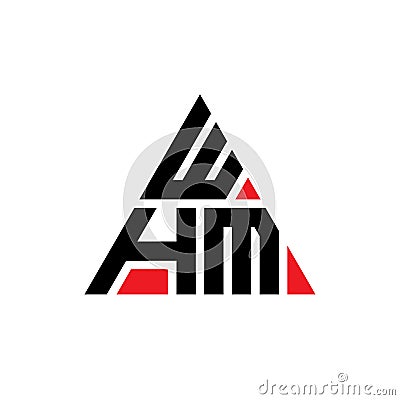 WHM triangle letter logo design with triangle shape. WHM triangle logo design monogram. WHM triangle vector logo template with red Vector Illustration