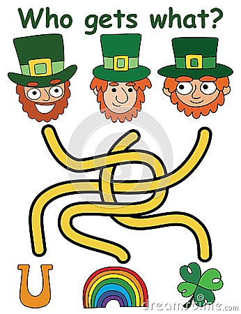 Who gets what? - children maze game for Patrick day vector illustration Vector Illustration