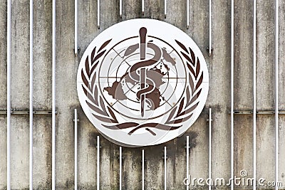 WHO logo on a wall Editorial Stock Photo