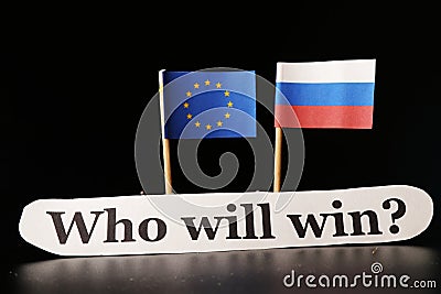 Who will win in this global trade war. One side Russia and second European union who give more and more sanction on russia Stock Photo