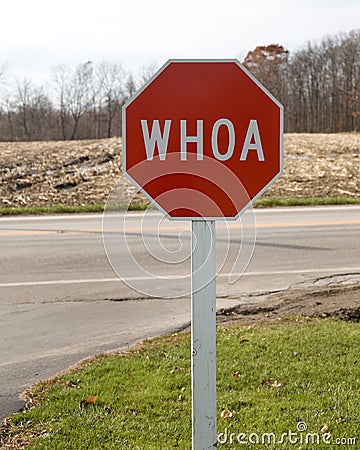 Whoa stop sign Stock Photo