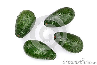 Whole avocado isolated on white background close-up. Top view Stock Photo