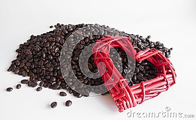 Whole bean coffee. The love of coffee. Heart Stock Photo