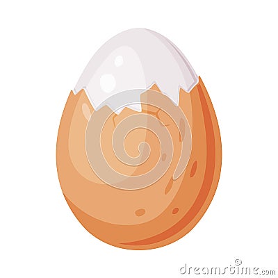 Whole Boiled Egg with Brown Shell Vector Illustration Vector Illustration