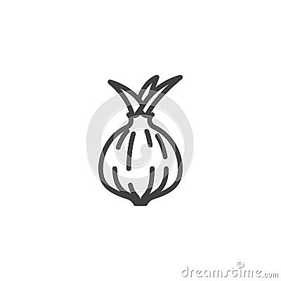 Whole bulb onion line icon Vector Illustration