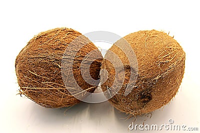 Whole Coconuts Closeup Stock Photo