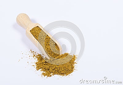 Whole cumin in a spoon. Stock Photo