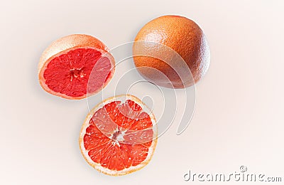 Grapefruit Composition - Whole and Uncut Fruits Stock Photo