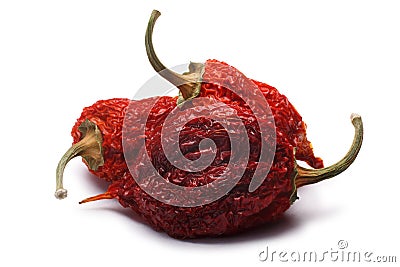 Whole dried Habaneros Capsicum chinense, paths Stock Photo