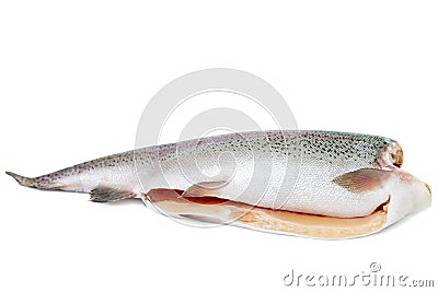 Whole Fresh, shelled red fish. Vitamins and a healthy diet. Isolated on a white background. Side view Stock Photo