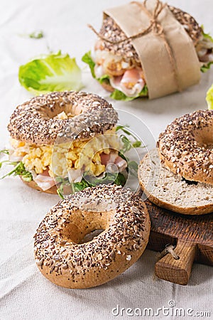 Whole Grain bagels Stock Photo