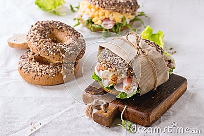 Whole Grain bagels Stock Photo