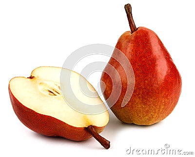 Whole-grain and half pear Stock Photo