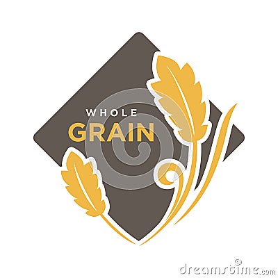 Whole grain organic cereals logo wheat symbol isolated on white. Vector Illustration