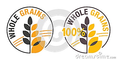 100 Whole Grains sicker for food labeling Vector Illustration