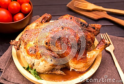 Whole grilled chicken Stock Photo