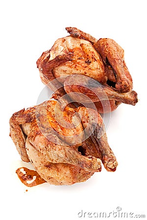 Whole grilled chickens Stock Photo