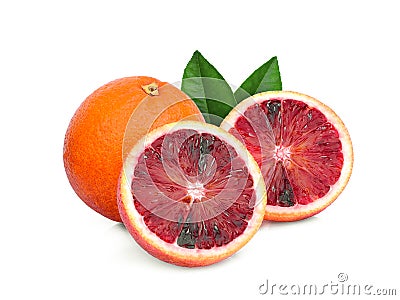 Whole and half blood orange isolated on white Stock Photo