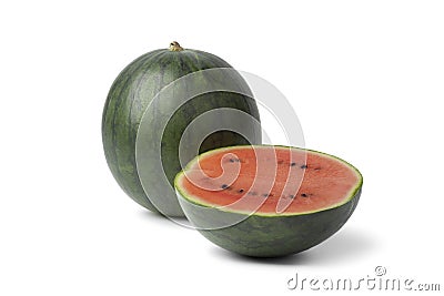 Whole and half watermelon Stock Photo