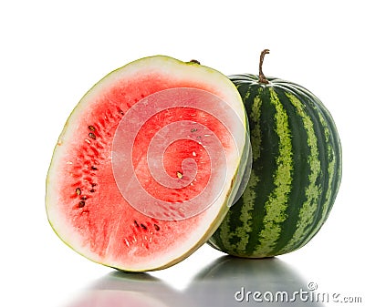 Whole and half watermelon Stock Photo