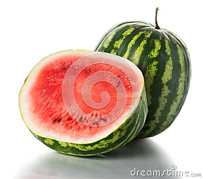 Whole and half watermelon Stock Photo