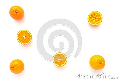 Whole, Halved and Squeezed Oranges Stock Photo