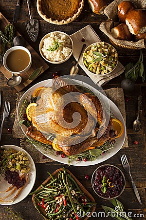 Whole Homemade Thanksgiving Turkey Stock Photo