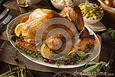 Whole Homemade Thanksgiving Turkey Stock Photo