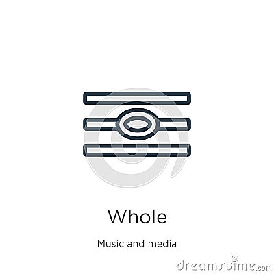 Whole icon. Thin linear whole outline icon isolated on white background from music and media collection. Line vector sign, symbol Vector Illustration