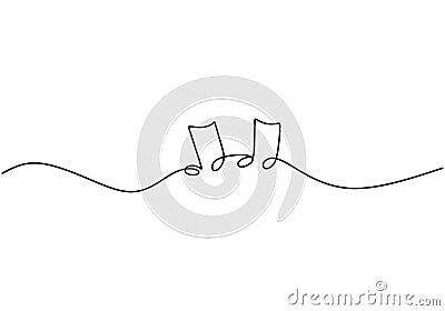 whole note vector illustration, single one continuous line art drawing style. Minimalism sign and symbol of music Vector Illustration